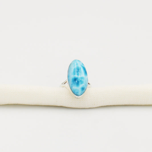 Larimar Long Oval Split Band Sterling Ring Size 7