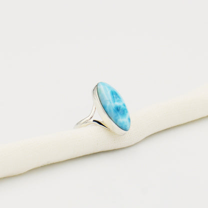 Larimar Long Oval Split Band Sterling Ring Size 7