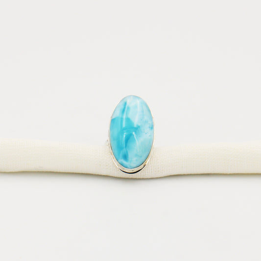 Larimar Large Oval Sterling Split Shank Ring Size 8
