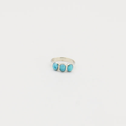 Larimar Three Ovals Sterling Ring Size 7