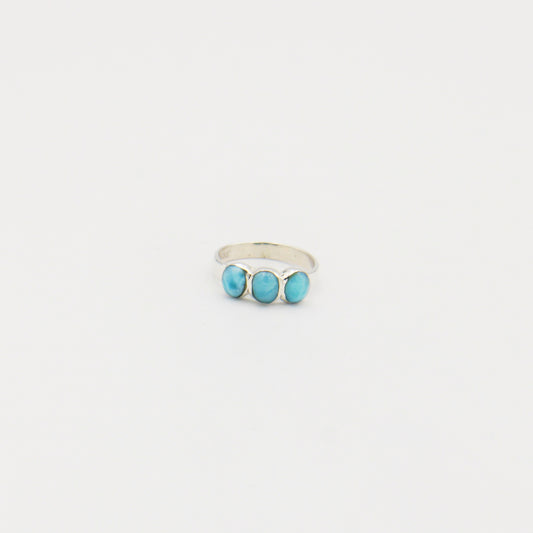 Larimar Three Ovals Sterling Ring Size 7