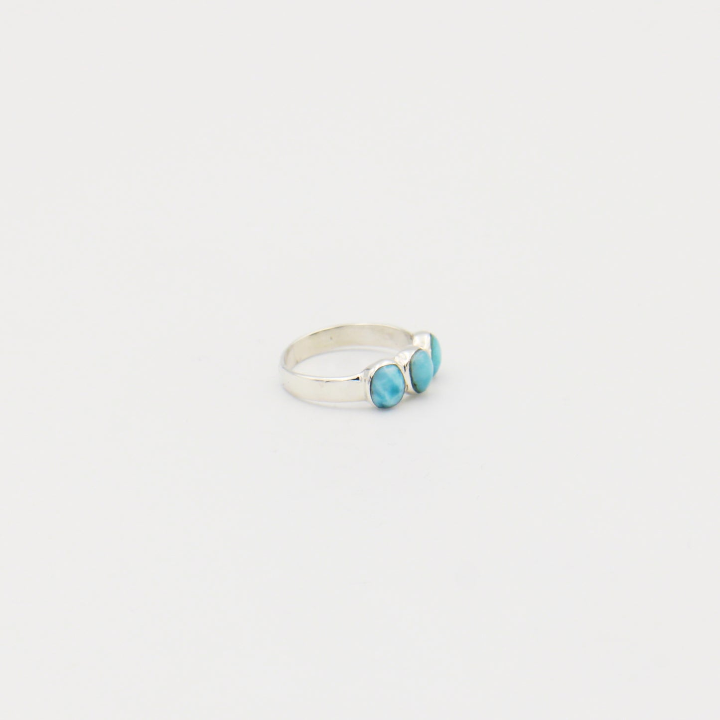 Larimar Three Ovals Sterling Ring Size 7