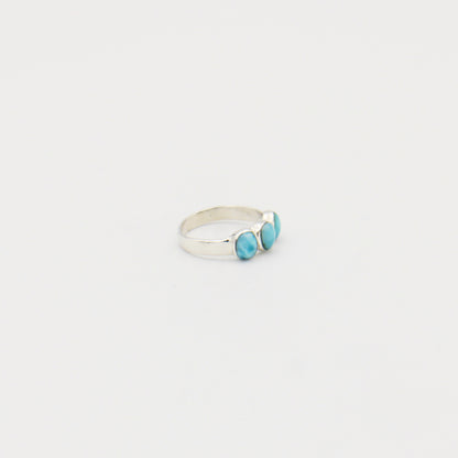 Larimar Three Ovals Sterling Ring Size 7