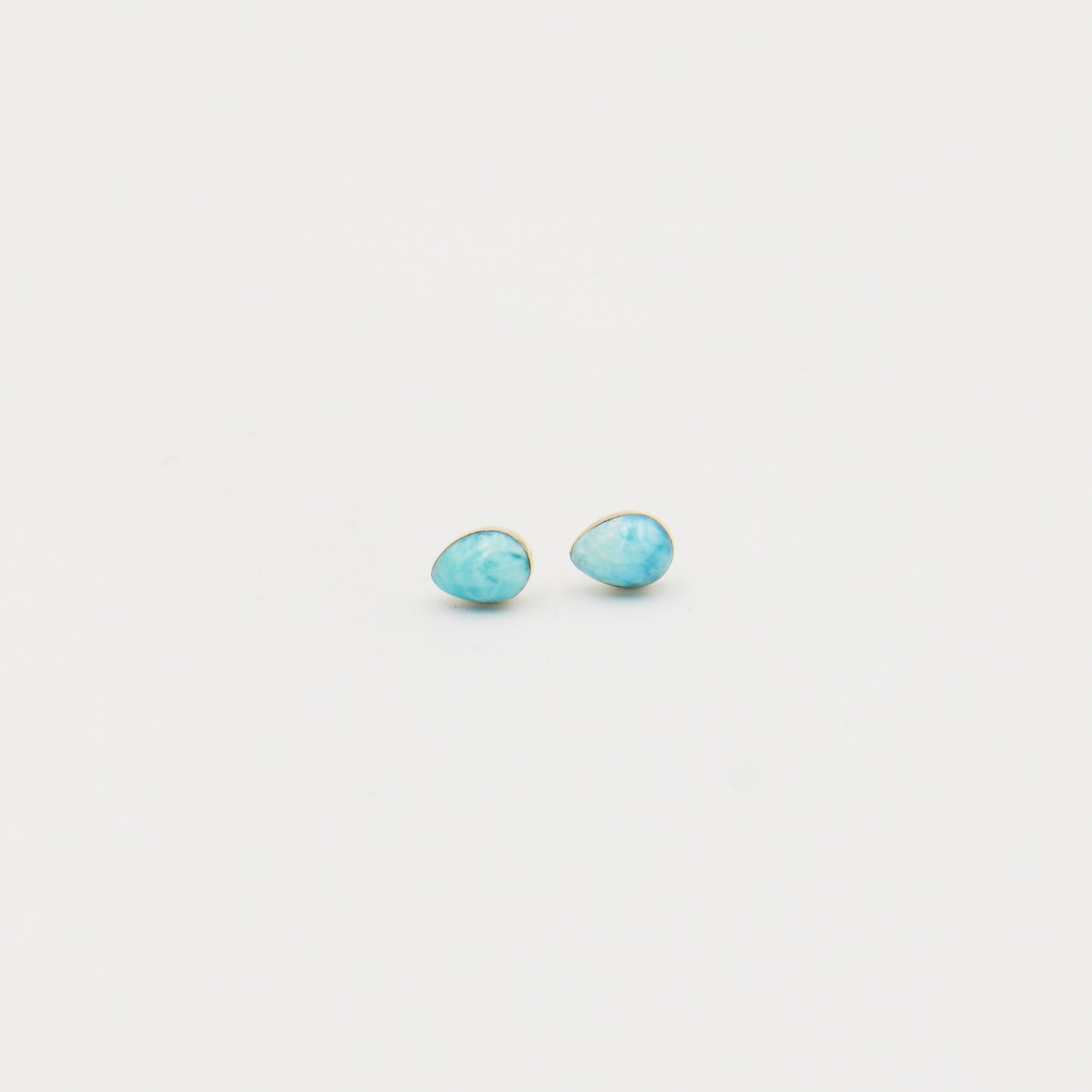 Larimar Small Pear Sterling Studs