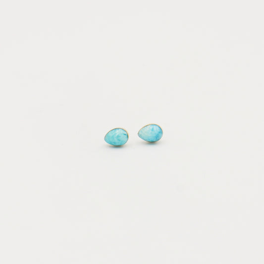 Larimar Small Pear Sterling Studs