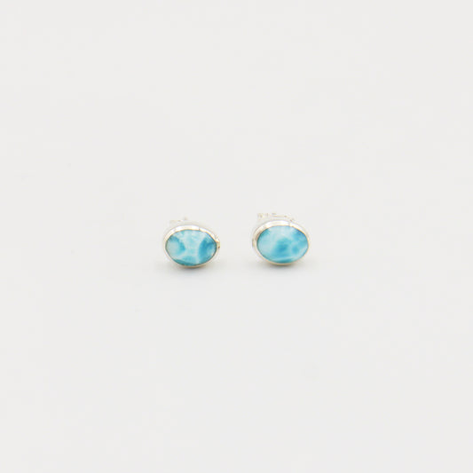 Larimar Small Oval Sterling Studs