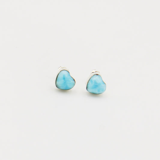 Larimar Heart Sterling Studs