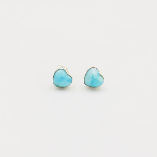 Larimar Heart Sterling Studs