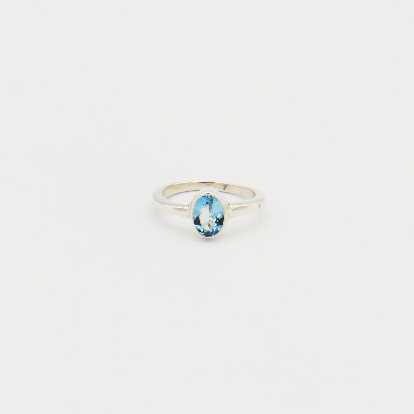 Aquamarine Oval Sterling Ring Size 7