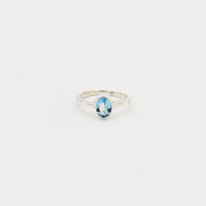 Aquamarine Oval Sterling Ring Size 7