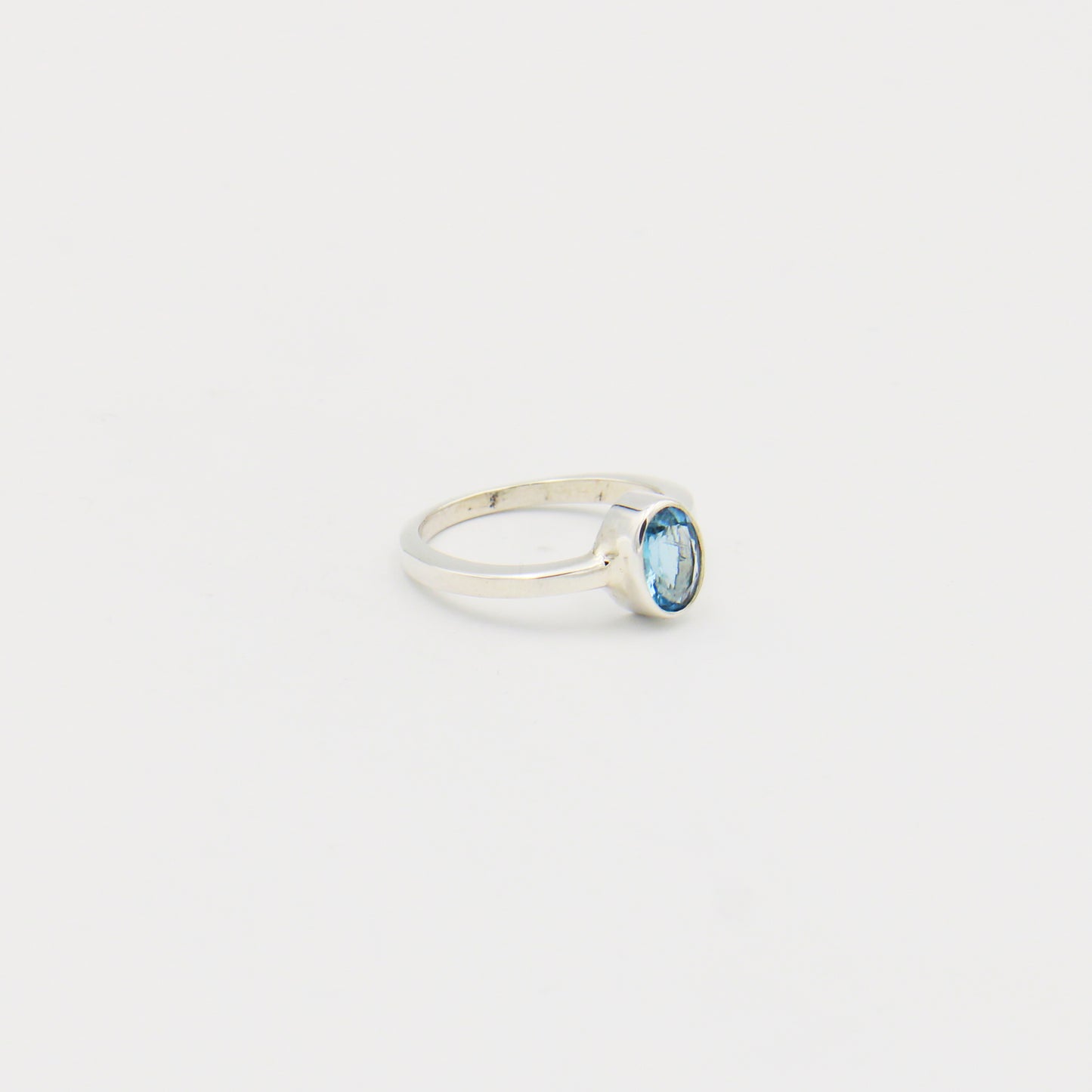 Aquamarine Oval Sterling Ring Size 7