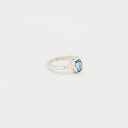 Aquamarine Oval Sterling Ring Size 7