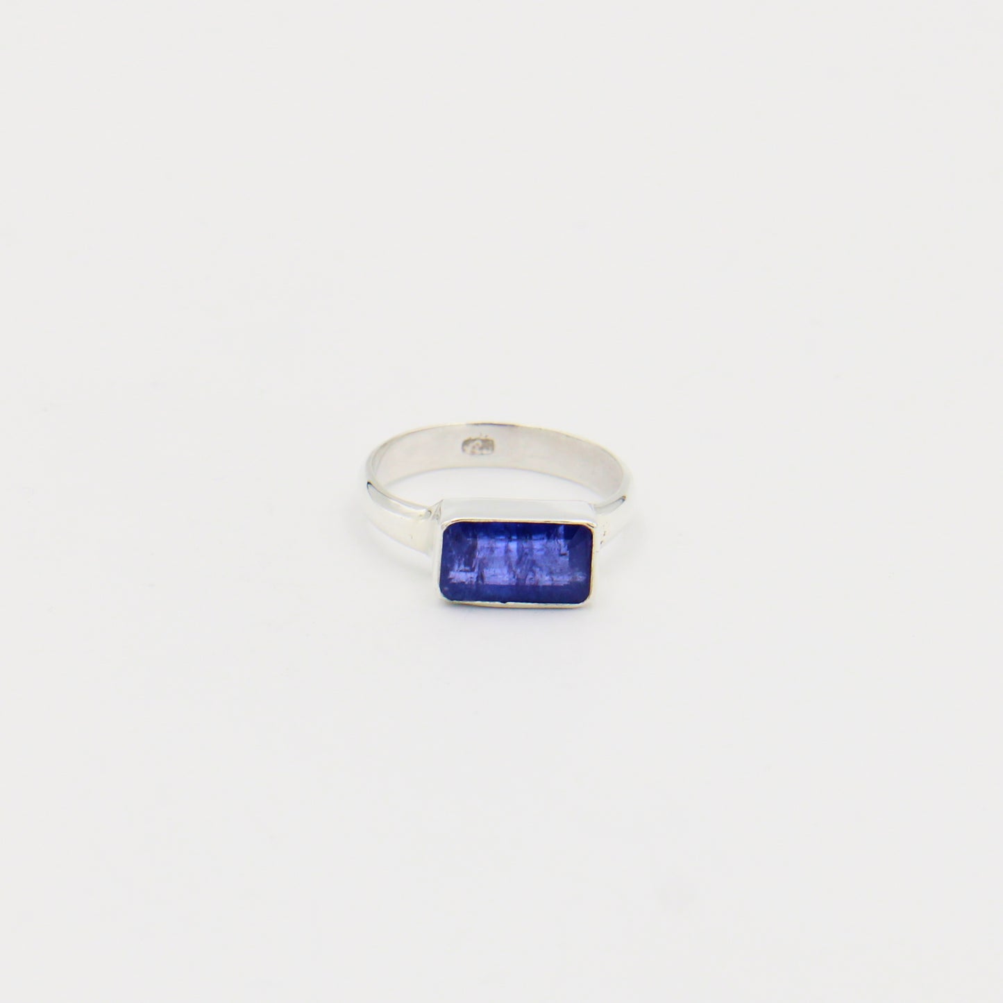 Tanzanite Rectangle Sterling Ring Size 8