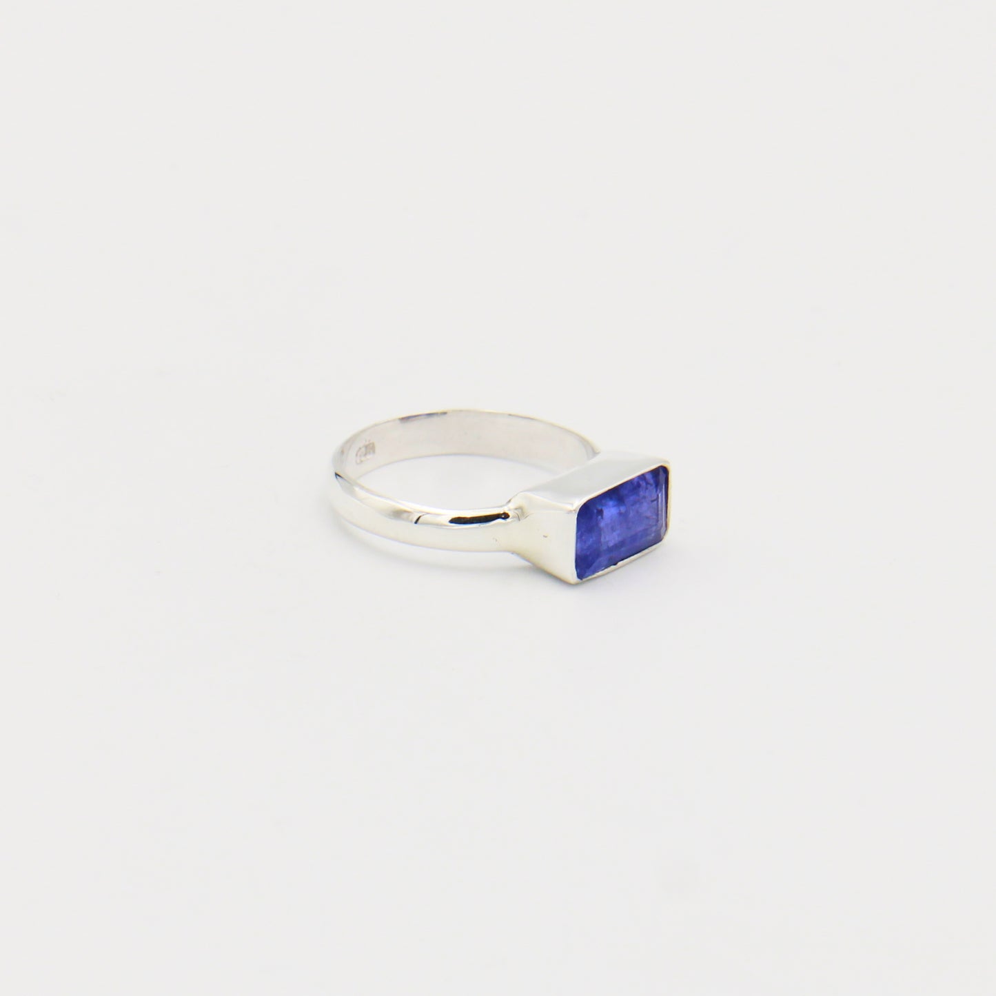 Tanzanite Rectangle Sterling Ring Size 8