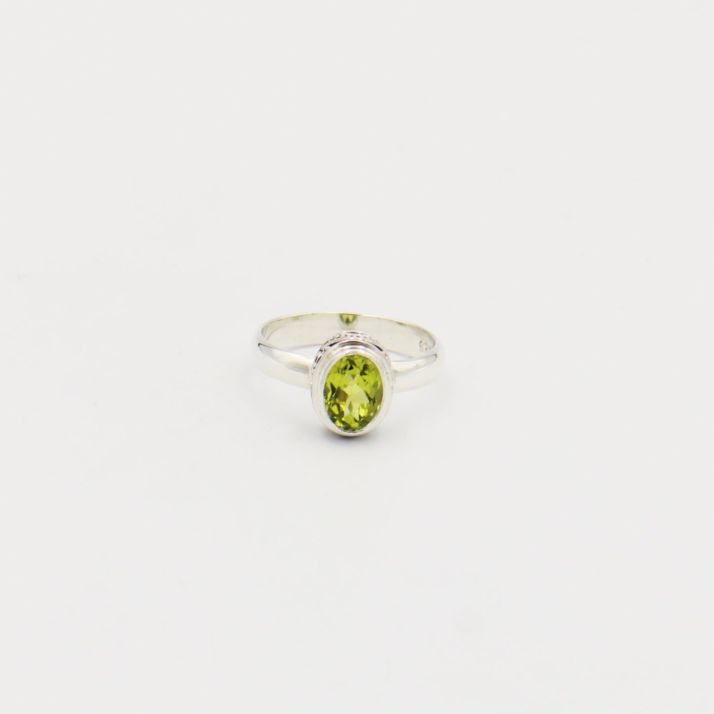 Peridot Oval Ornate Sterling Ring Size 7