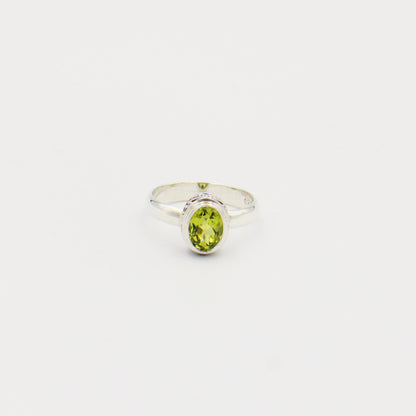 Peridot Oval Ornate Sterling Ring Size 7
