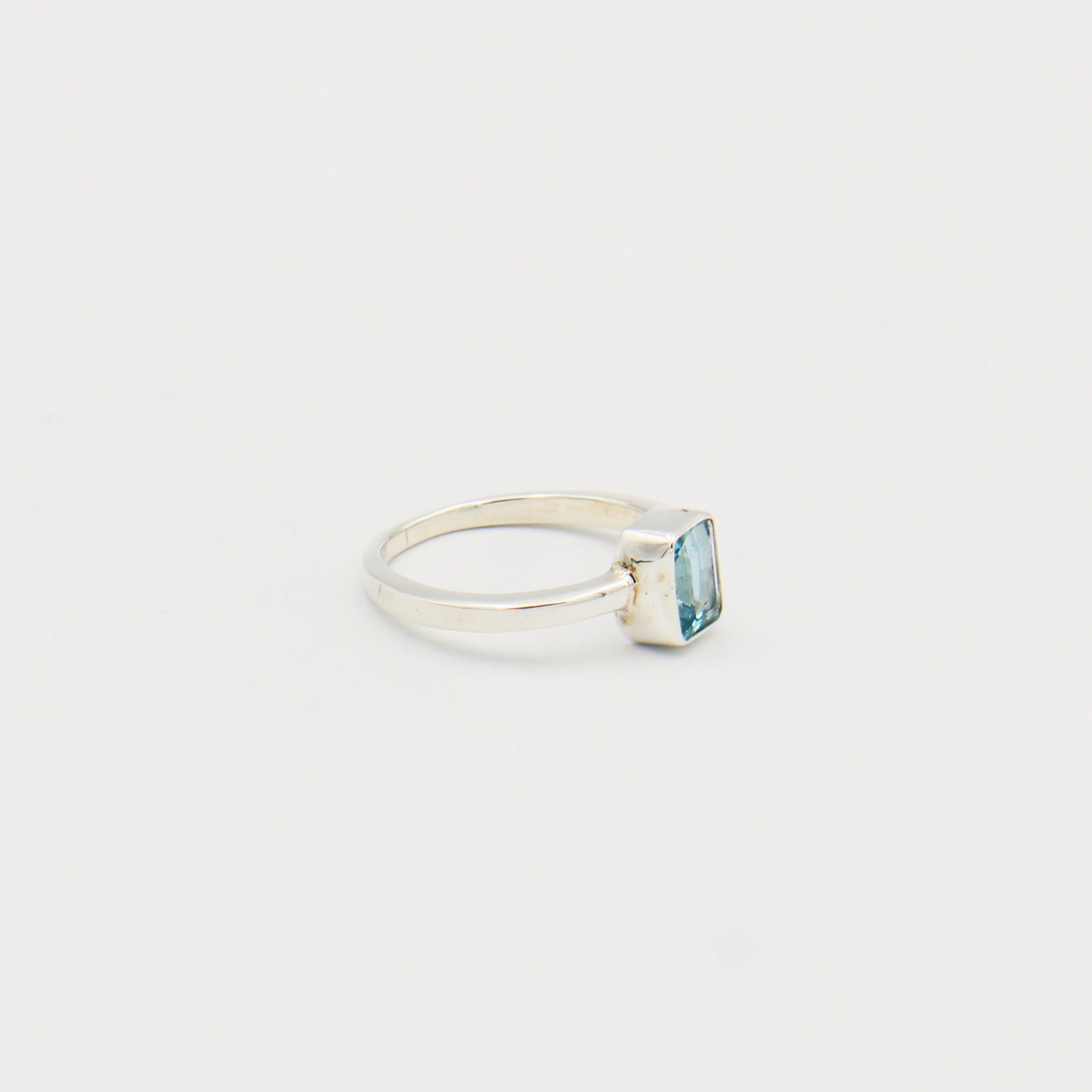 Aquamarine Rectangle Sterling Ring Size 8