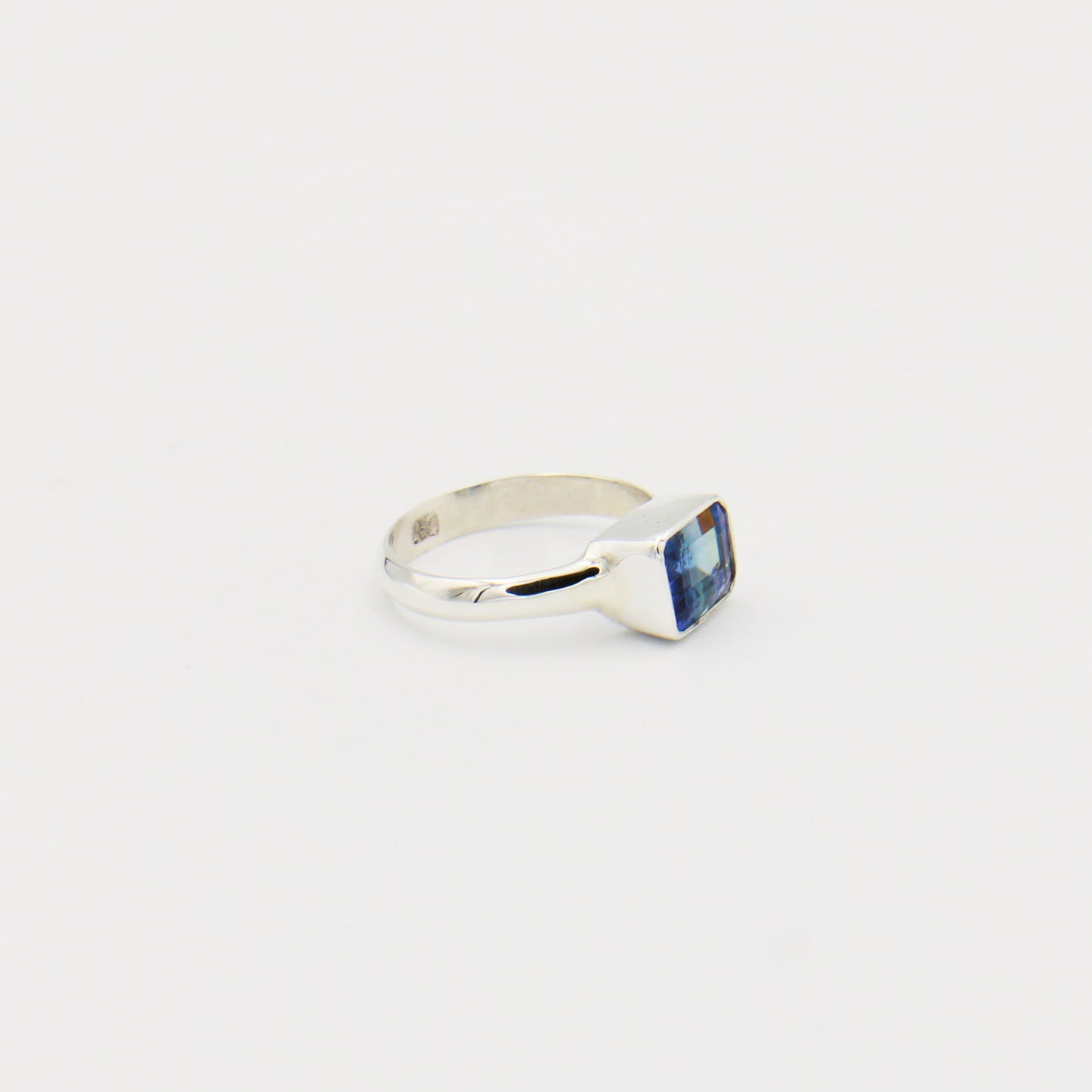Sapphire Rectangle Sterling Ring Size 7