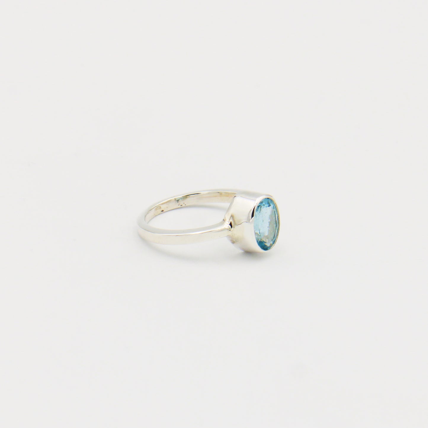Aquamarine Oval Sterling Ring Size 8