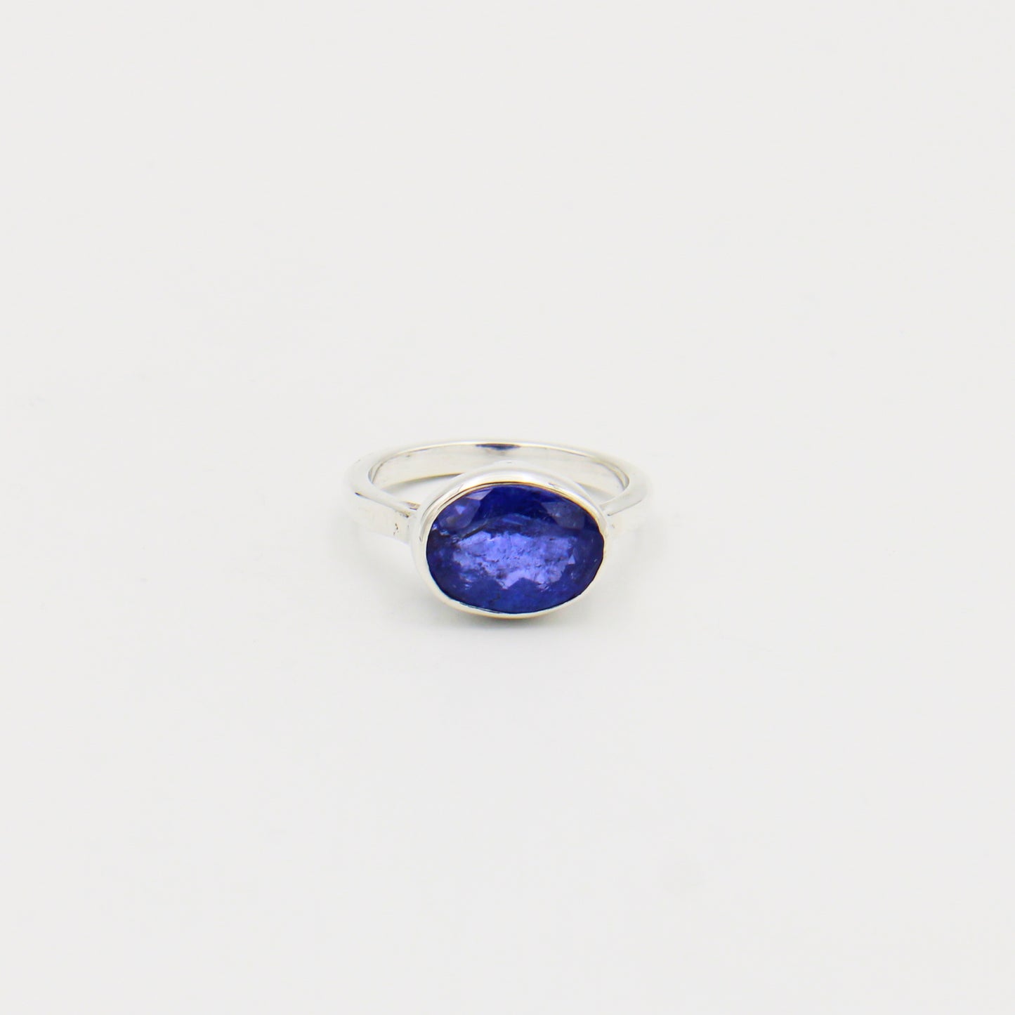 Tanzanite Faceted Oval Sterling Ring Size 8
