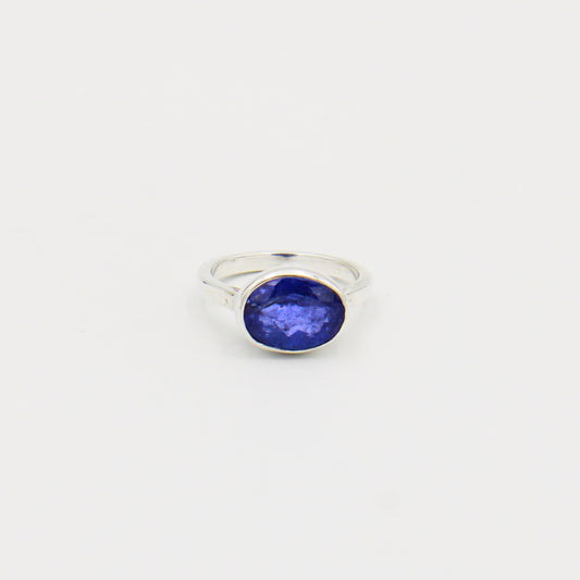 Tanzanite Faceted Oval Sterling Ring Size 8
