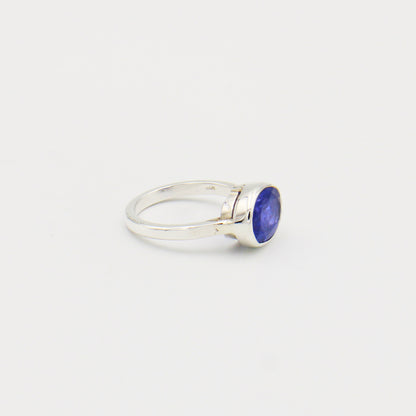 Tanzanite Faceted Oval Sterling Ring Size 8