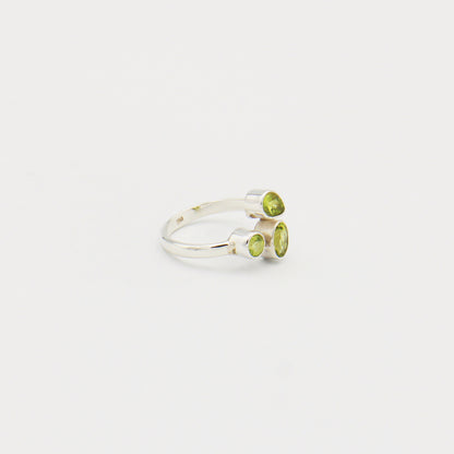 Peridot 3 Stone Sterling Ring Size 7