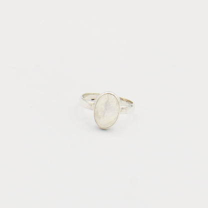 Moonstone Oval Cab Sterling Ring Size 7