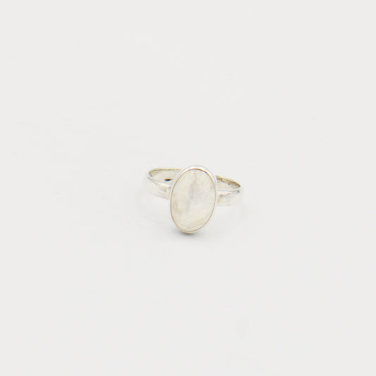 Moonstone Oval Cab Sterling Ring Size 7