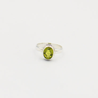 Peridot Oval Ornate Sterling Ring Size 8