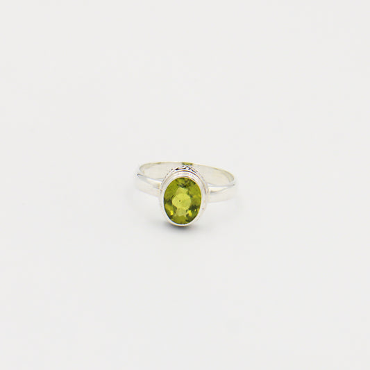 Peridot Oval Ornate Sterling Ring Size 8