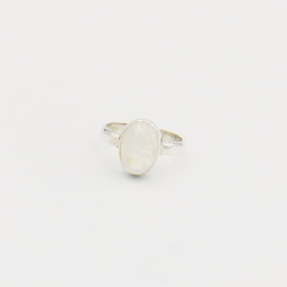 Moonstone Oval Cab Sterling Ring Size 9
