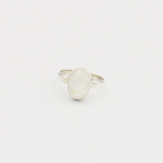 Moonstone Oval Cab Sterling Ring Size 9
