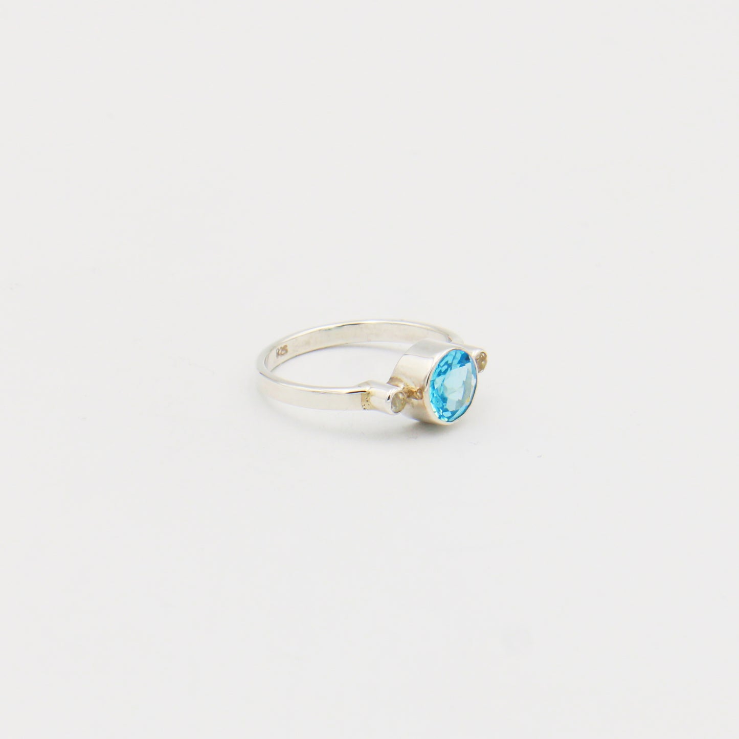 Blue Topaz w/White Topaz Sterling Ring Size 7