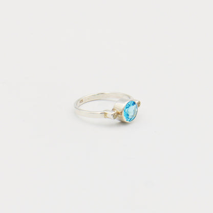 Blue Topaz w/White Topaz Sterling Ring Size 7