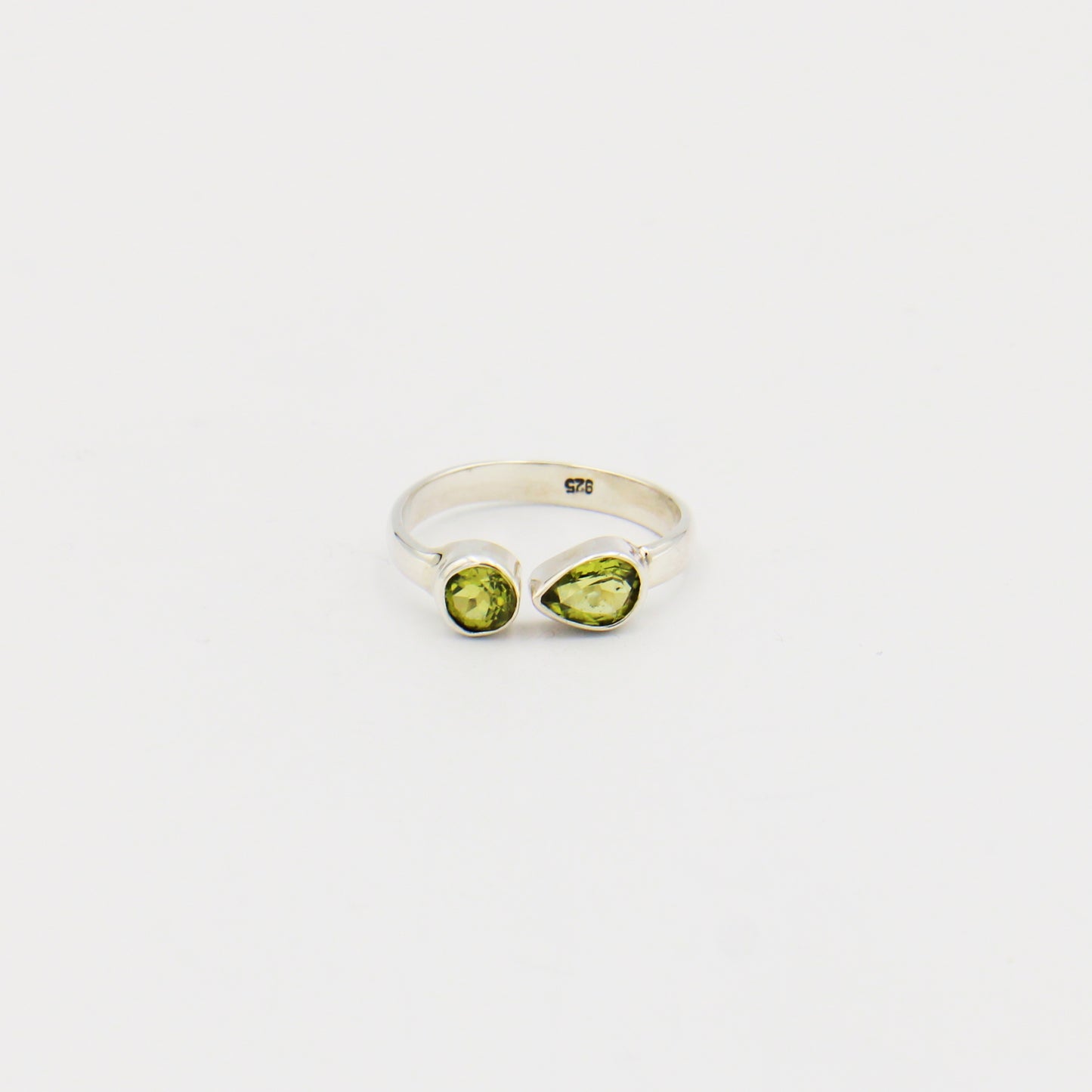 Peridot 2 Stone Sterling Ring Size 7