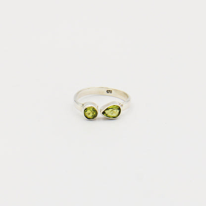 Peridot 2 Stone Sterling Ring Size 7