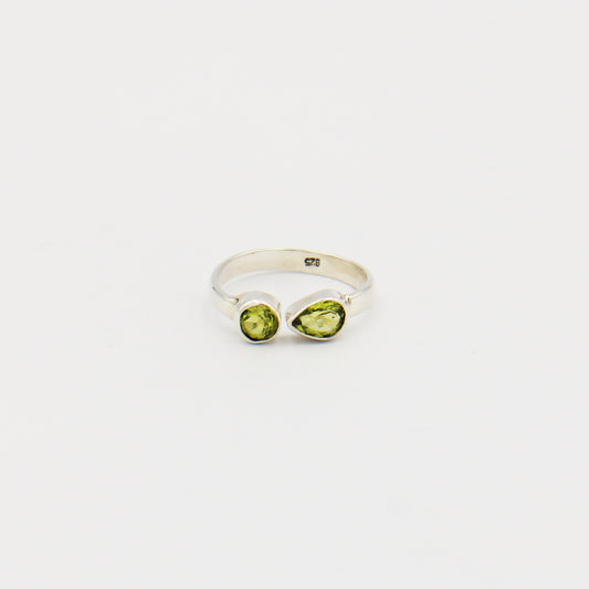 Peridot 2 Stone Sterling Ring Size 7