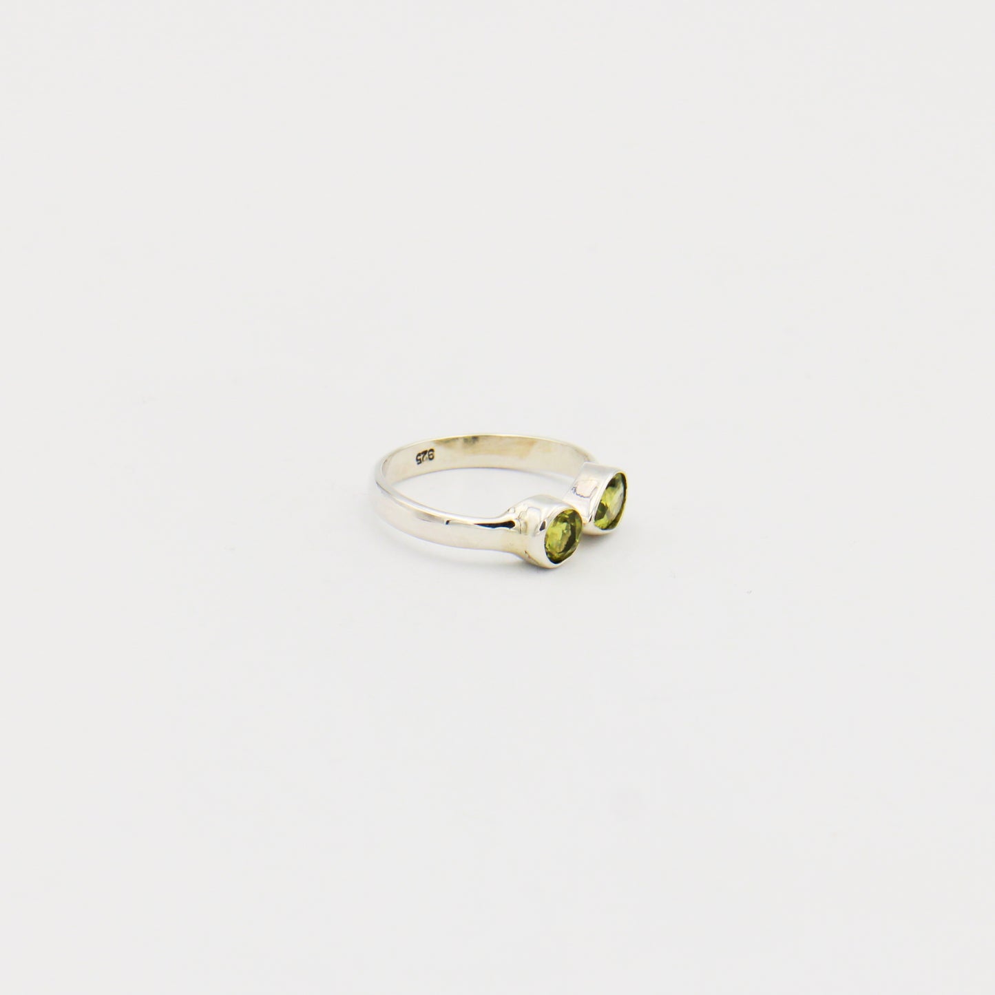 Peridot 2 Stone Sterling Ring Size 7