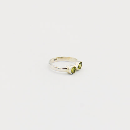 Peridot 2 Stone Sterling Ring Size 7