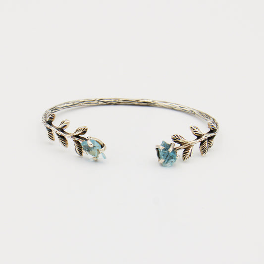 Rough Aquamarine Branch Sterling Silver Cuff