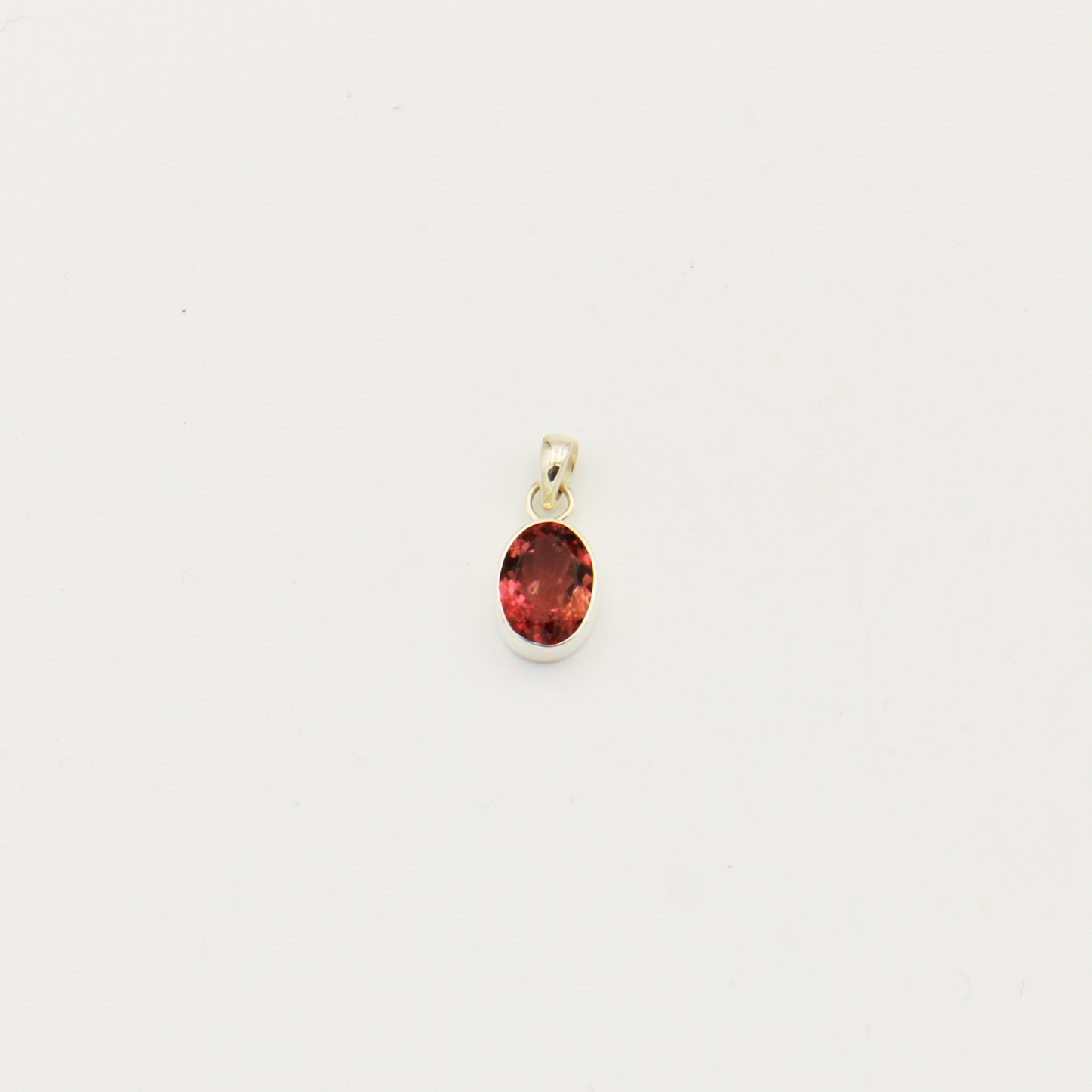 Pink Tourmaline Oval Sterling Silver Pendant