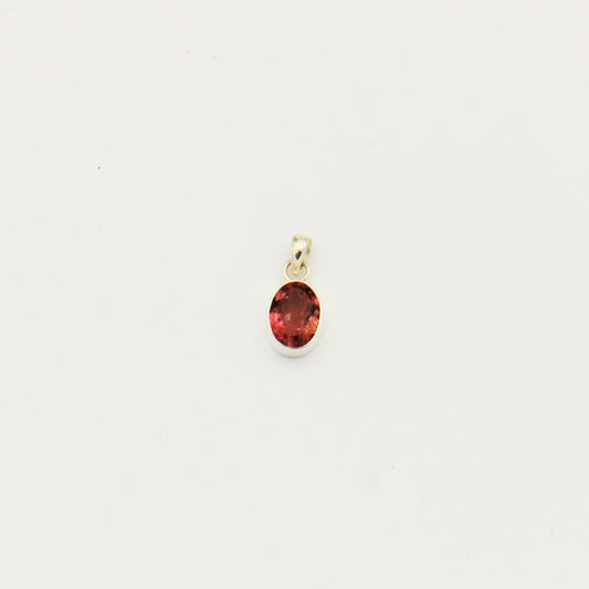 Pink Tourmaline Oval Sterling Silver Pendant