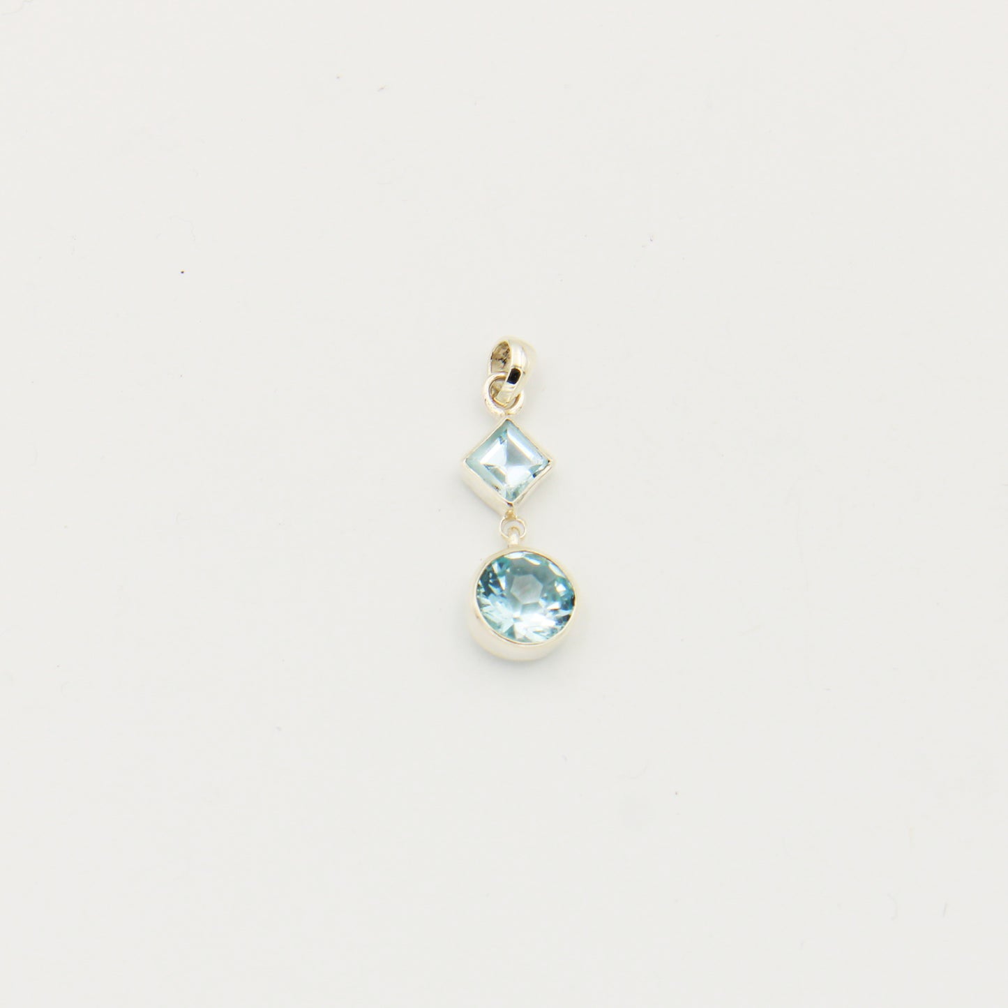 Aquamarine 2 Stone Sterling Drop Pendant