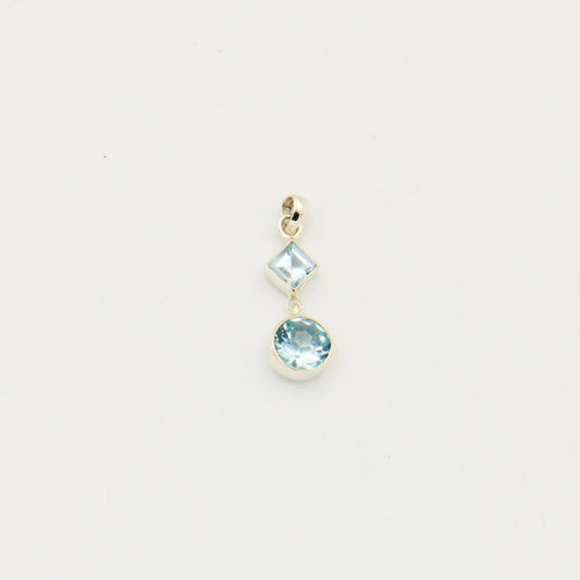 Aquamarine 2 Stone Sterling Drop Pendant