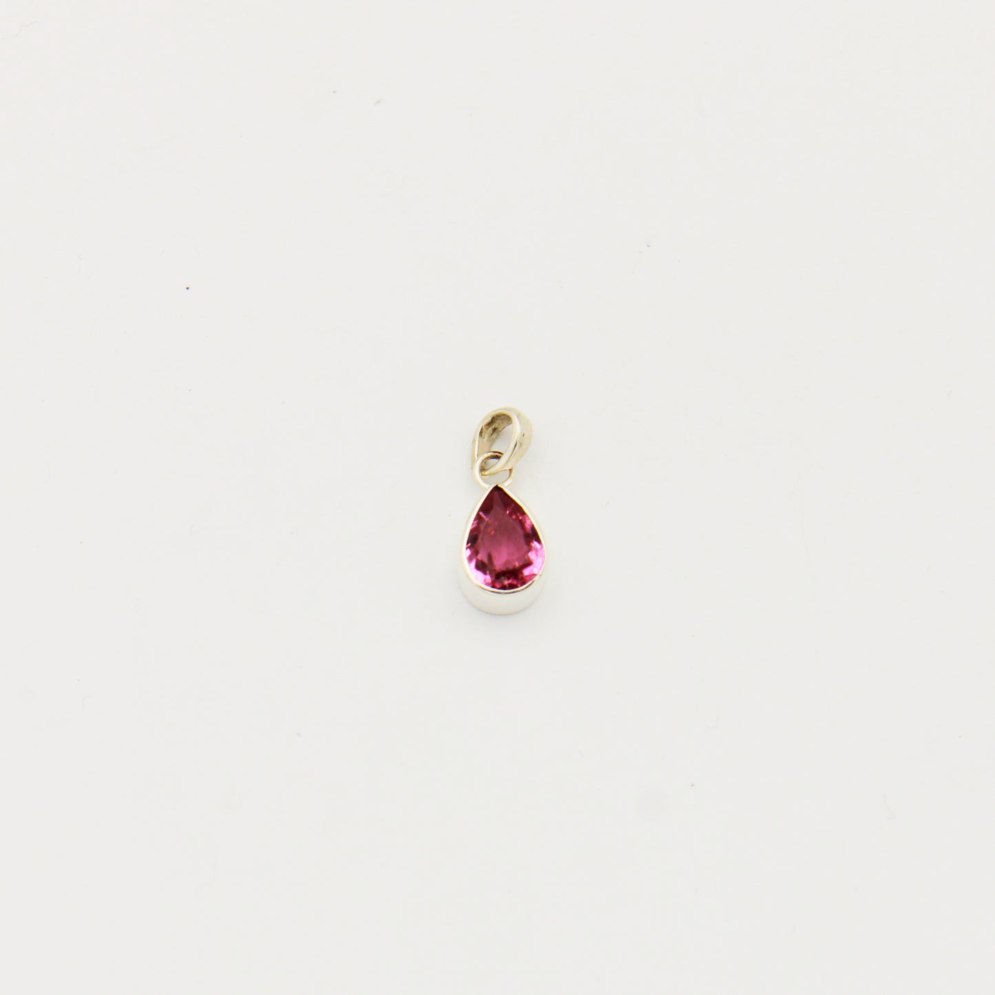 Pink Tourmaline Pear Sterling Pendant