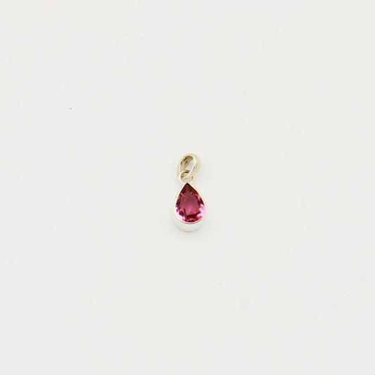 Pink Tourmaline Pear Sterling Pendant
