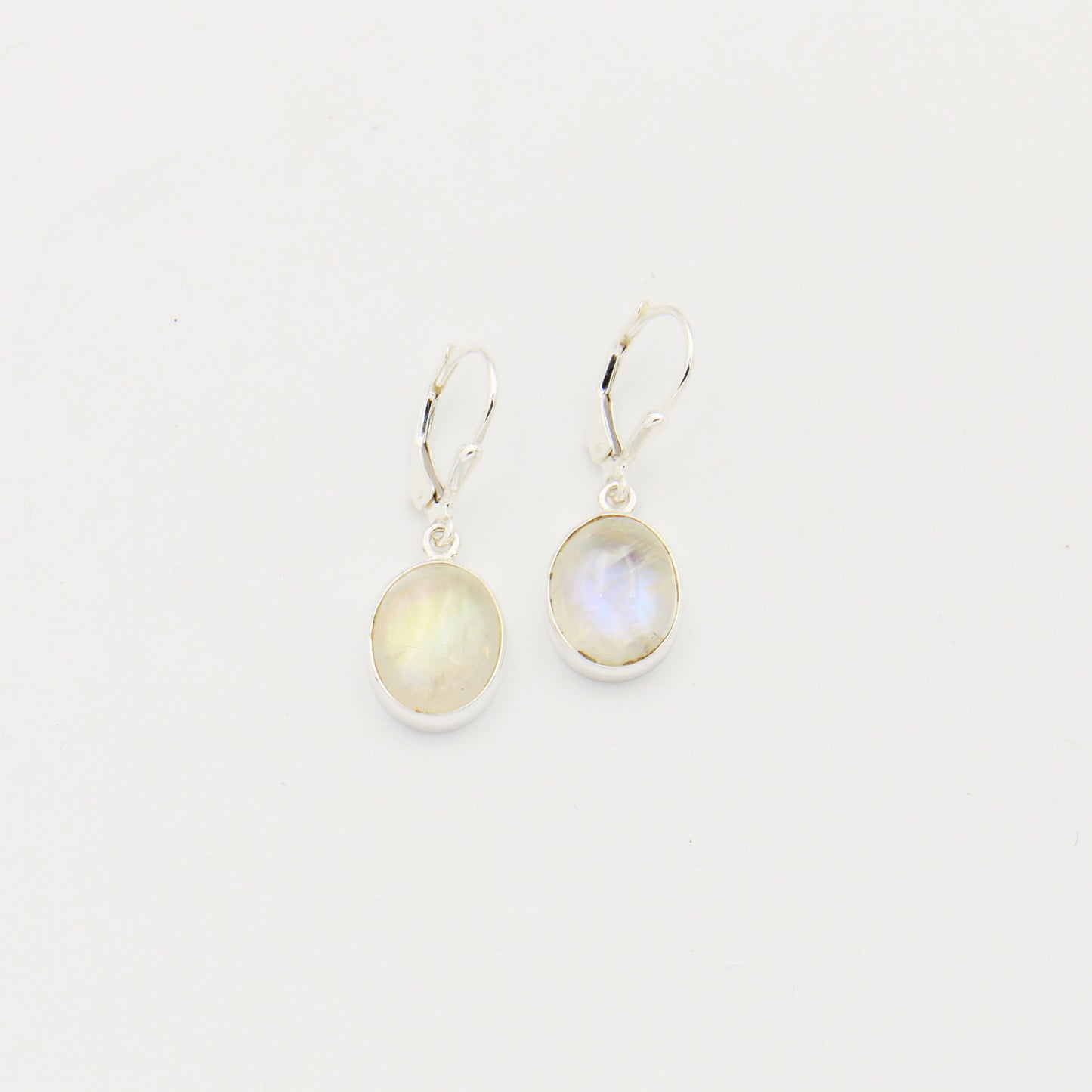 Moonstone Oval Sterling Drop Earrings