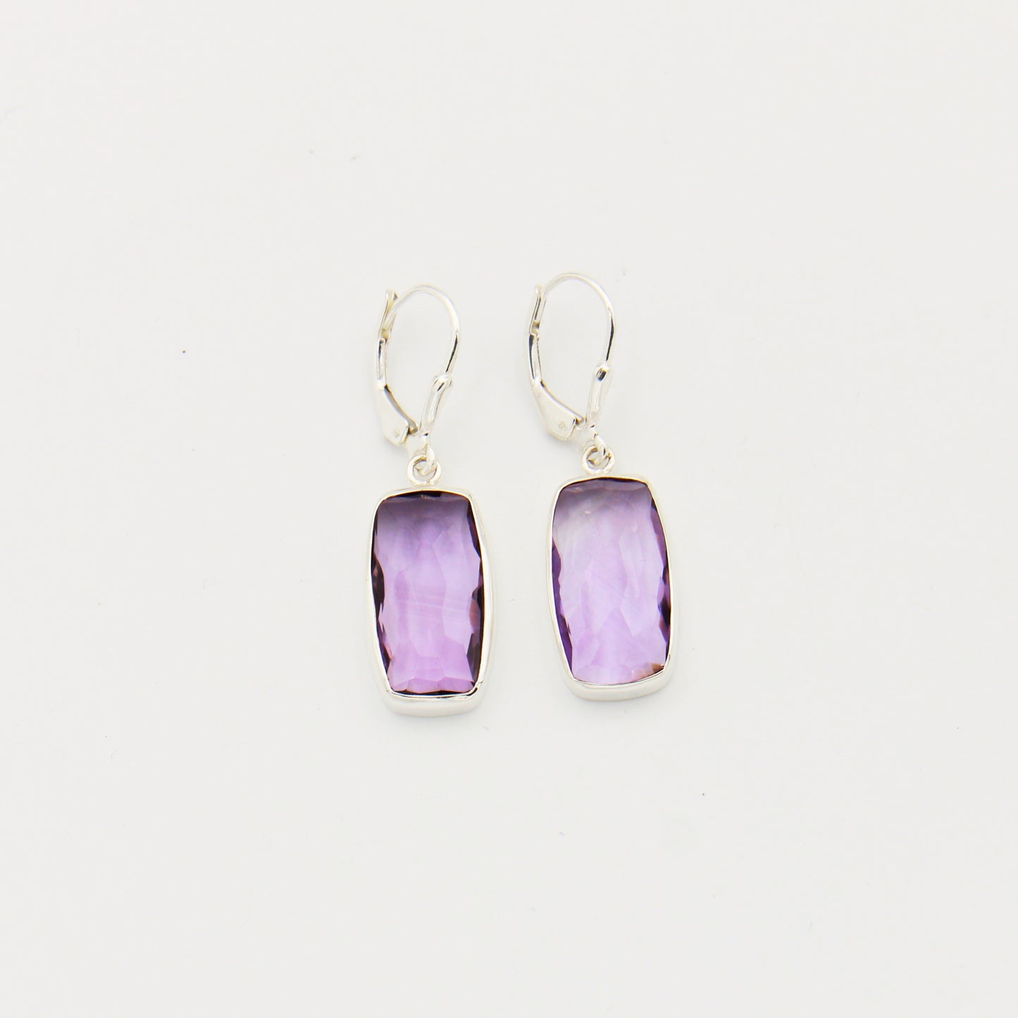 Amethyst Baguette Sterling Silver Earrings