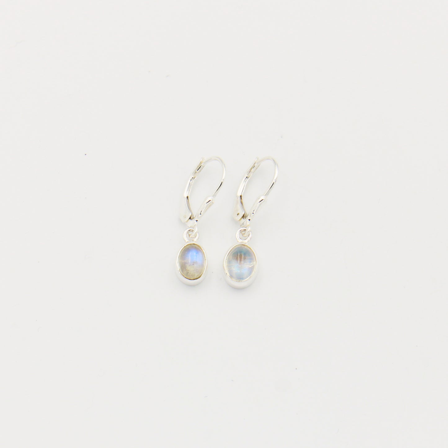 Moonstone Small Oval Drop Sterling Earrings